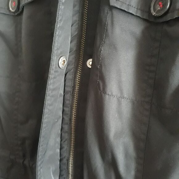 Levi's Hooded Sherpa Parka Jacket Women's Large Black Faux Fur Cotton Nylon - Picture 8 of 16